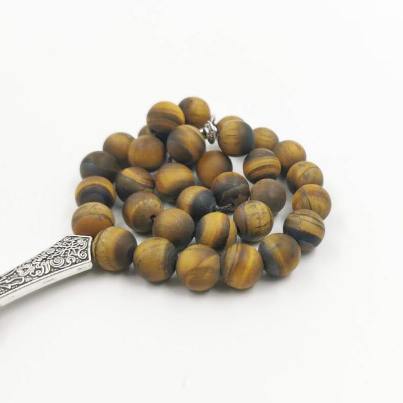 Tasbih Frosted Natural Tiger eyes stone bracelet - Bashatasbih