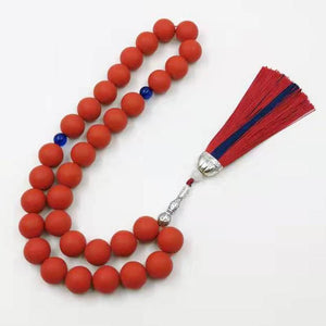 Big Size Tasbih Frosted red resin women's rosary Muslim 33 45 66 99 prayer beads misbaha Cotton tassel gift ramadan - Bashatasbih