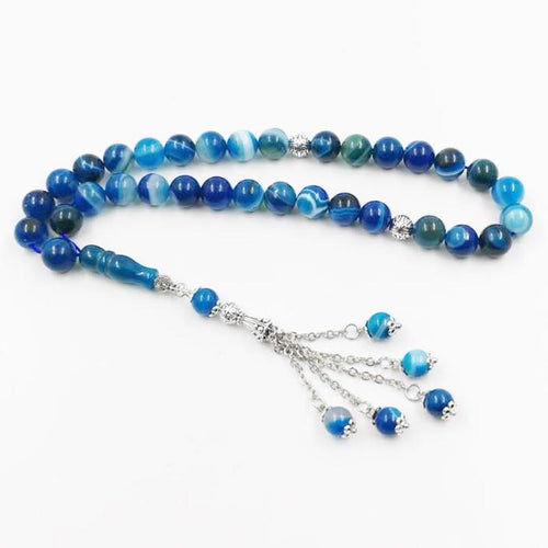 Natural Blue striped agate stone Tasbih - Bashatasbih
