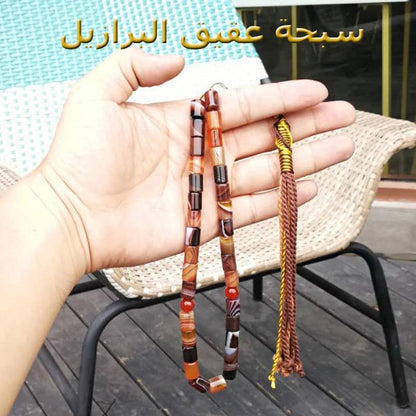 Natural Brazilian agates tasbih 33 Luxury Rosary Muslim Eid Ramafan gfit Men's high quality jewelry bracelet Misbaha - Bashatasbih