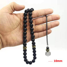 Natural Black Agates rosary Muslim Tasbih gift islam misbaha Man&#39;s Onxy prayer beads 33 66 99beads stone Rosary - Bashatasbih تحميل الصورة في عارض المعرض

