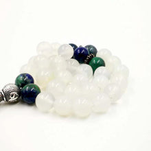 white agates tasbih with Lapis Lazuli beads gfit For Ramadan 33 66 99 Paryer beads Muslim misbaha luxurious Man&#39;s bracelets - Bashatasbih تحميل الصورة في عارض المعرض
