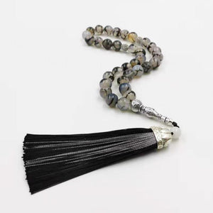New Natural agates Tasbih Muslim gift Islam rosary misbaha 33 66 99beads with Cotton tassels islamic bracelet - Bashatasbih