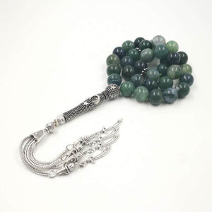 Natural Aquatic Agates Rosary stone Tasbih islam 33 66 99 beads New style Green Man's prayer beads - Bashatasbih