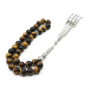 Man's Tasbih 2019 style Natural Tiger eyes With Special metal tassels rosary islam prayer beads 33 66 99 beads latest style - Bashatasbih