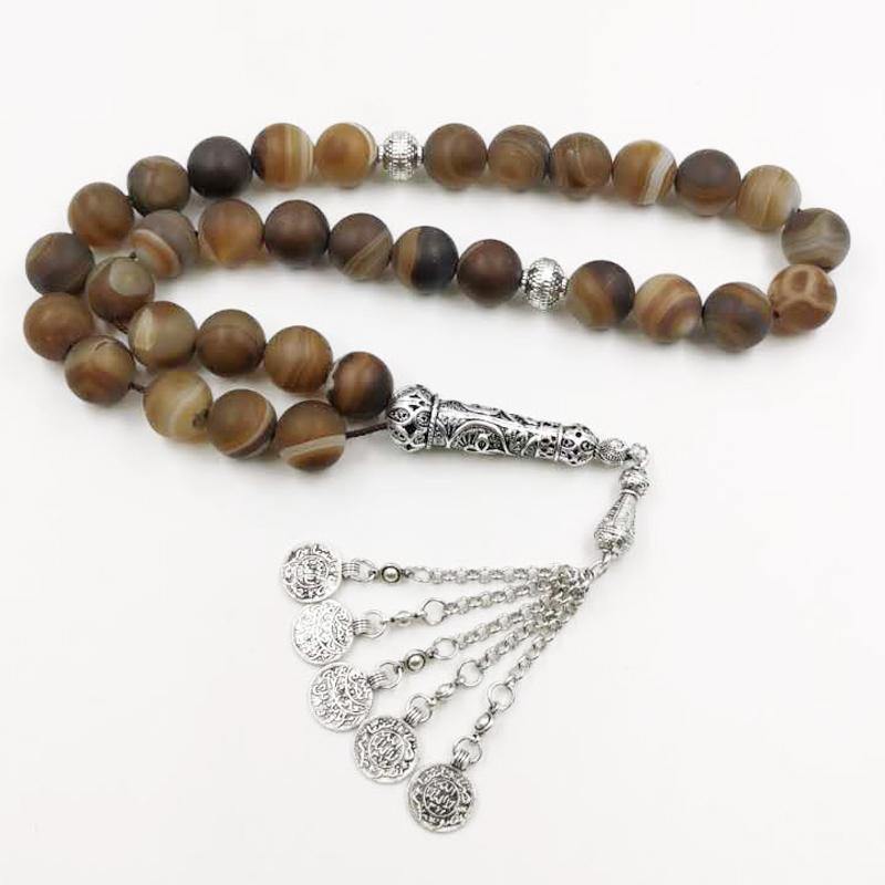 Big Tasbih Natural agates stone 33 Prayer bead misbaha Special Rosary Muslim Accessories jewelry bracelet islamic gifts - Bashatasbih