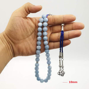 Natural Aquamarines stone tasbih Luxury Bracelets Man's misbaha Special Gift for muslim 33 45 66 99 prayer beads islam Bracelets - Bashatasbih