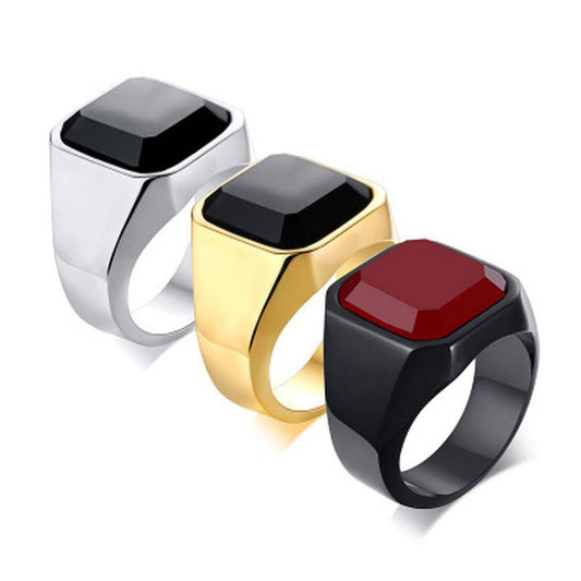 خواتم رجاليه مطعمة بحجر عقيق طبيعي - Albashan