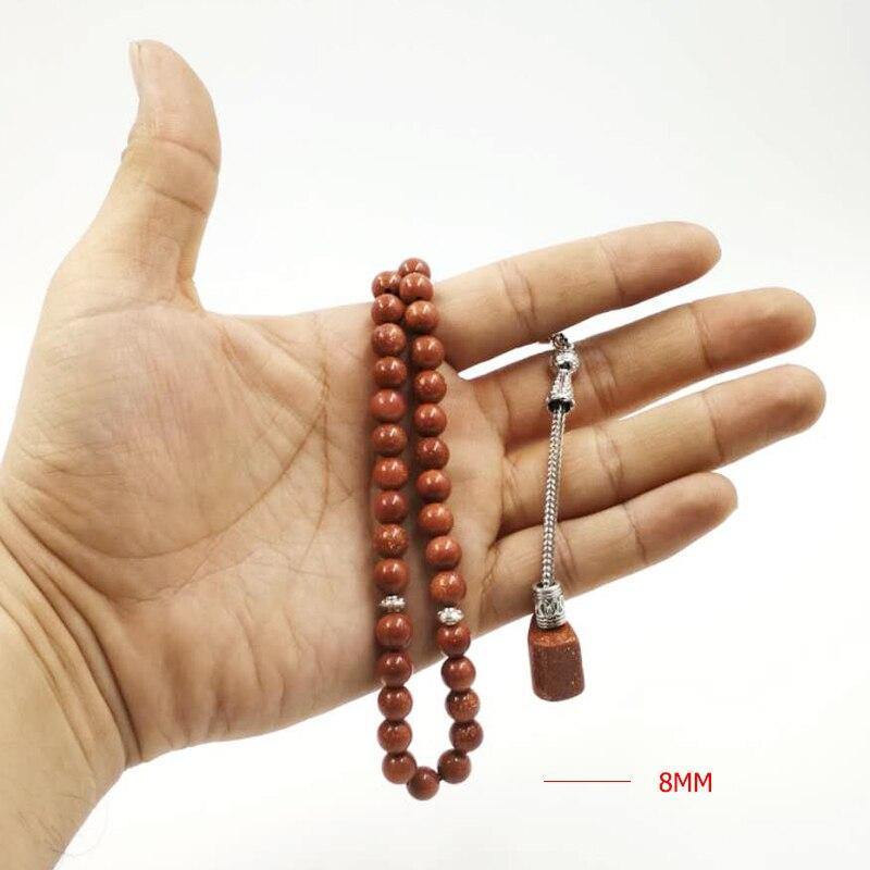 New style tasbih Natural Goldstone STONE Tesbih 33 45 66 99 prayer beads unique design misbaha tassels Muslim rosary - Bashatasbih