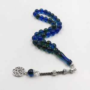 Green with Blue Resin Tasbih Muslim 33 45 66 99 prayer beads Islamic Man's Green Accessories jewelry Misbaha Arab Bracelets - Bashatasbih