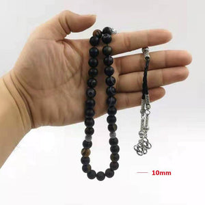 Natural Black Sulaimani Eyes Agates stone Tasbih prayer beads Misbaha 33beads New styles Muslim Man's jewelry rosary - Bashatasbih
