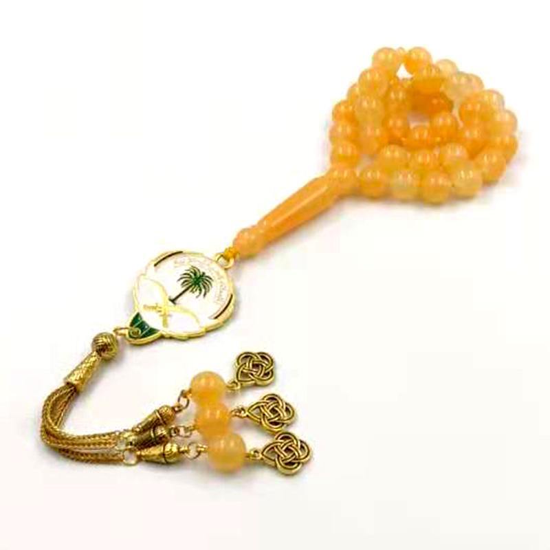 سبحة مستكة برتقالي مضيئ مع شرابة ذهبية - Albashan