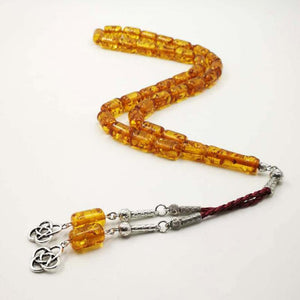 Ambers Color Resin tasbih Muslim rosary Popular Style metal tassels Luxury gift for Eid Father present Men's Bracelets - Bashatasbih