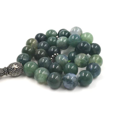 Natural Aquatic Agates Rosary stone Tasbih islam 33 66 99 beads New style Green Man's prayer beads - Bashatasbih