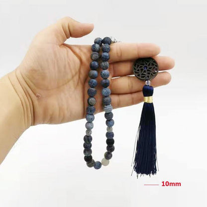Natural Weathered Agates stone Tasbih prayer beads Misbaha 33beads New styles Cotton Tassel Professional Muslim Man's rosary - Bashatasbih
