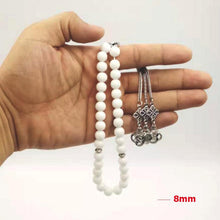 white ceramics tasbih Muslim Rosary prayer beads 33 66 99 beads white stone Misbaha - Bashatasbih تحميل الصورة في عارض المعرض
