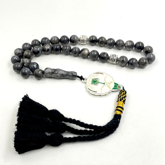 سبحة شعار سعودية حجر اللابرادوريت طبيعي