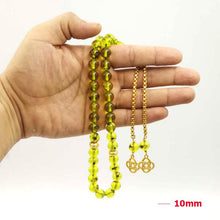 Green Resin tasbih gift Eid al-Adha real Insect Rosary Golden tassel 33 45 66 99 prayer beads pusheen Man&#39;s Misbaha Bracelets - Bashatasbih تحميل الصورة في عارض المعرض
