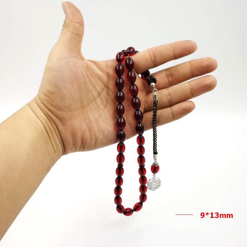 Red Resin Tasbih Muslim bracelet 33 bead rosary Red Bracelets Beads Tarbons tespih Men's 2019 New style Rosary - Bashatasbih