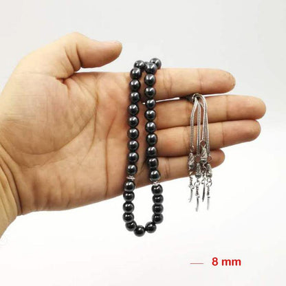Man's Tasbih Natural stone Hematite Metal tassel Cheap price and good quality prayer beads 33 66 99beads Islam stone Rosary - Bashatasbih