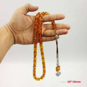 Resin Tasbih 33 45 66 99 Beads Man's Golden Resin Muslim rosary Red tassel Islam Fashion Gift bracelet Arabic Eid Misbaha - Bashatasbih