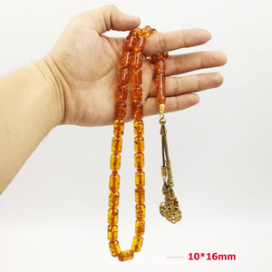 Resin tasbih Muslim rosary Bronze metal tassels Ramadan gift for Eid or Father present - Bashatasbih