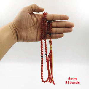 Tasbih Natural red agate pocket Muslim rosary 99beads 6mm - Bashatasbih
