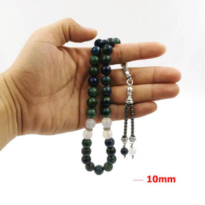 Natural chrysocolla with White agate Tasbih Men's Gemss 2020New Gifts bracelet Muslim Accessories jewelry - Bashatasbih