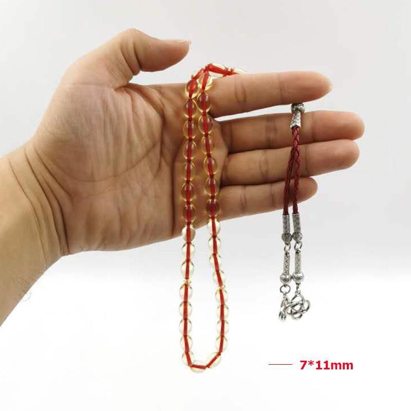 Transparent Resin Tasbih Islam Rosary Muslim red bracelet Eid gift 33 prayer beads Man Misbaha 2020 New Turkey Fashion Jewelry - Bashatasbih