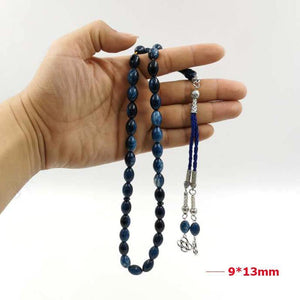New Blue Tasbih Muslim man bracelet 33 prayerbeads leather tassel islamic arabic fashion rosary Kuwait 99 Misbaha Rosary - Bashatasbih