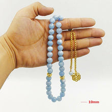 Natural Aquamarines stone New Style tasbih Bracelets Man&#39;s misbaha Special islam Gift for muslim 33 45 66 99 gold prayer beads - Bashatasbih تحميل الصورة في عارض المعرض

