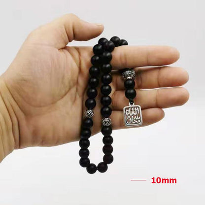 Man's Frosted agates Tasbih New style Black stone Muslim prayer beads 33 66 99Misbaha beads Rosary Islamic gift - Bashatasbih