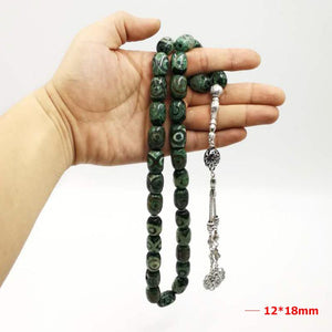 Eyes Agates stone Tasbih natural agates Men's prayer beads rosary Muslim green 33 beads Misbaha - Bashatasbih