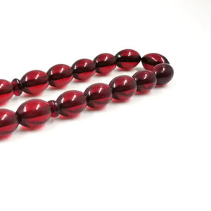 Tasbih Red Resin cotton tassel prayer beads 9*13mm Rosary Misbaha Bracelets - Bashatasbih