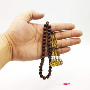 Natural agates tasbih Bronze Matel tassel gfit For Ramadan 33 66 99 Paryer beads Muslim misbaha Man's bracelet - Bashatasbih