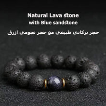 Natural LAVA Volcanic stone Bracelet with Blue sandstone - Bashatasbih تحميل الصورة في عارض المعرض
