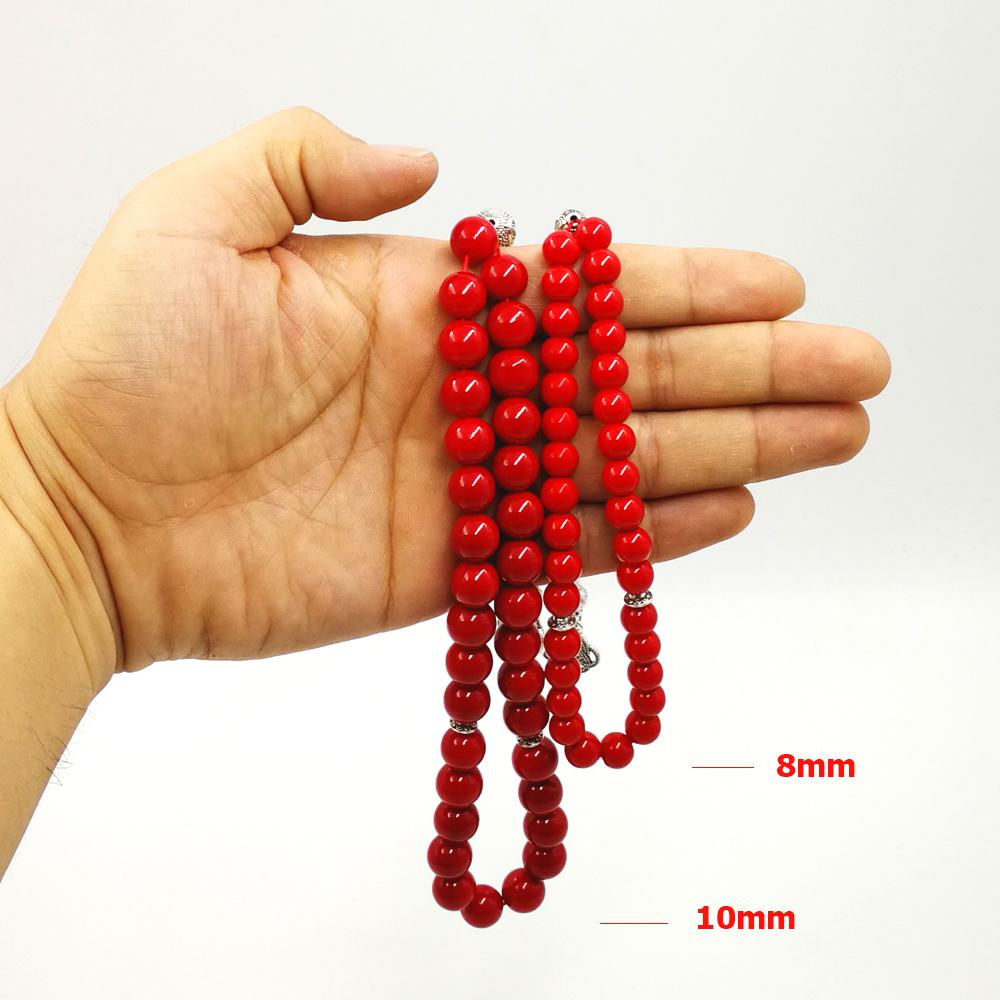 Women tasbih Muslim Lady Rosary Red prayer beads 33 66 99 beads Red stone Madam Ladies jewelry - Bashatasbih