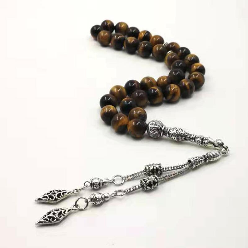 Big Size Natural Tiger eyes Tabish Muslim  misbaha prayer beads 33 66 99beads Arabic fashion Rosary - Bashatasbih