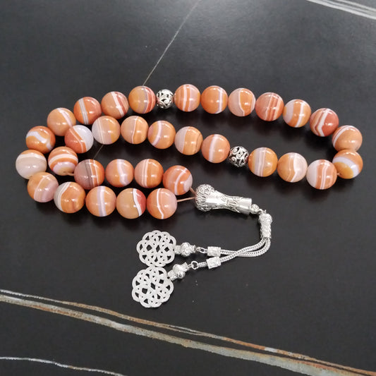 سبحة فخمه عقيق حجم كبير ولون برتقال