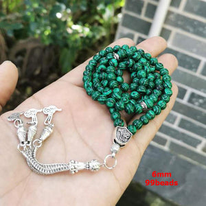 Tasbih 99beads Synthetic malachite bracelets muslim man gifts Eid ADHA islamic Decoration - Bashatasbih