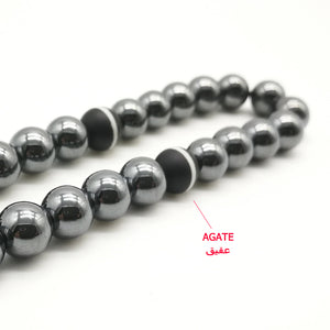 سبحة / ميدالية هيماتيت مع حجر عقيق طبيعي