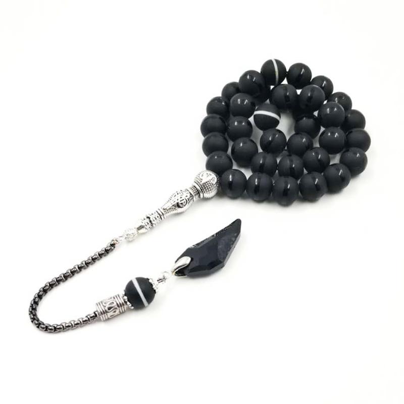 Crystal Tasbih and agates tassel Popular style Black Crystal Muslim prayer beads 33 66 99Misbaha beads Islam Rosary Islamic gift - Bashatasbih