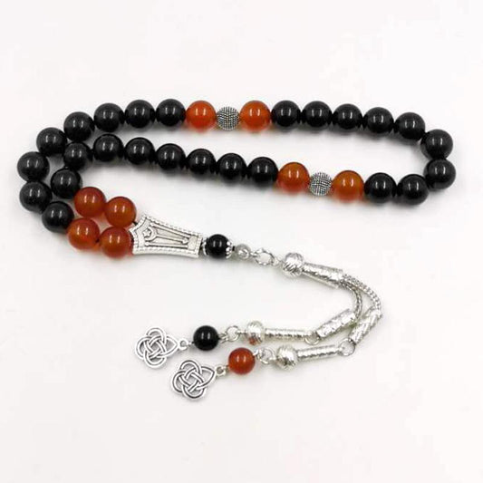 Tasbih Natural Black Agate with red agate stone 33 prayer beads muslim gifts bracelet islamic jewellery misbaha Eid ramadan mubark accessories gifts - Bashatasbih