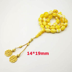 turkish design ambers Big Tasbih 33 Resin Beads yellow color tesbih Metal tassels of high quality Islam bracelets Muslim rosary - Bashatasbih