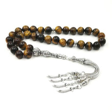 Man&#39;s Tasbih 2019 style Natural Tiger eyes With Special metal tassels rosary islam prayer beads 33 66 99 beads latest style - Bashatasbih تحميل الصورة في عارض المعرض
