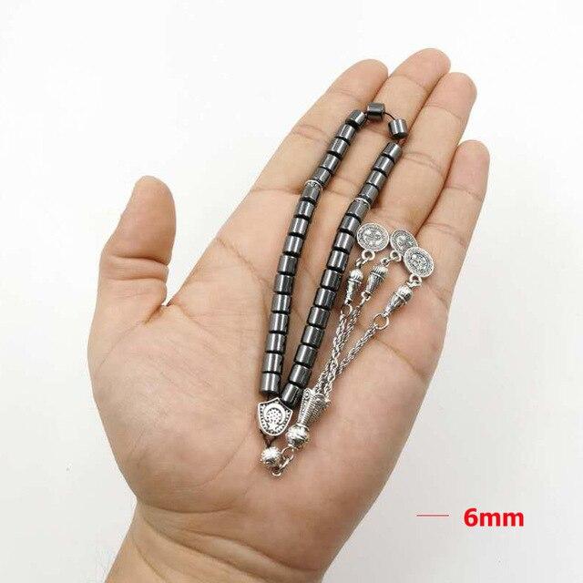Natural Hematite Tasbih Ramadan special discount For Muslim 33 prayer beads Islamic Rosary gift pocket Misbaha Eid accessories - Bashatasbih