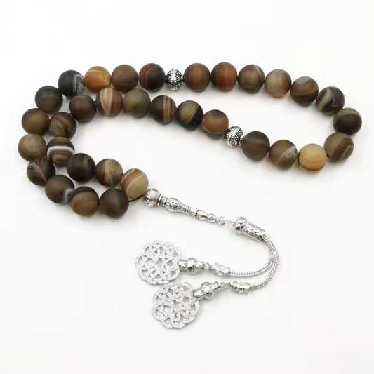 Big Man's Tasbih Natural Frosted agates 33 Prayer bead misbaha Special Rosary Muslim Accessories jewelry bracelet Masbaha - Bashatasbih