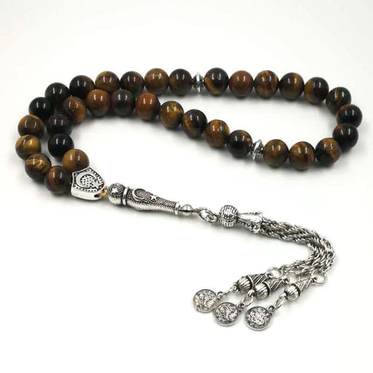 Man's Tabish Big Size 8mm 10mm 12mm 14mm Tiger eyes Natural stone misbaha Tiger eyes prayer beads 33 66 99beads stone Rosary - Bashatasbih