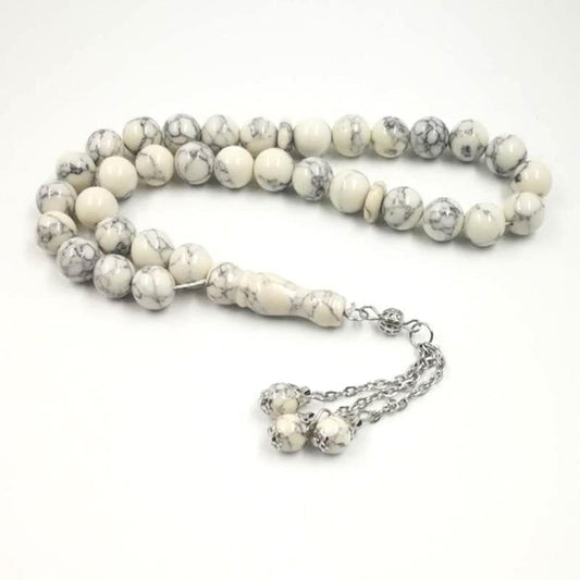 Muslim Tasbih White turquois prayer beads 33 beads stone Rosary - Bashatasbih