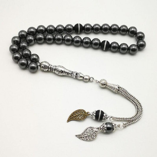 Natural stone Hematite Tasbih tassel agatee and Hematite prayer beads 33 66 99beads stone Rosary - Bashatasbih